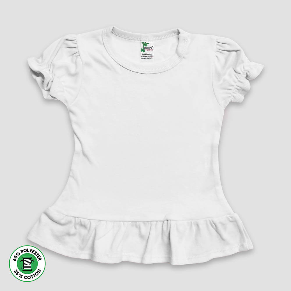 Toddler Girls Short Sleeve Ruffle T-Shirts – Polyester Cotton Blend Pink additional image 1