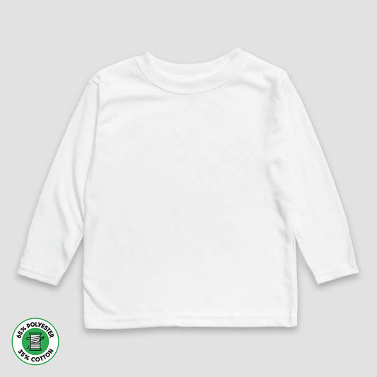 Toddler Long Sleeve T-Shirts - 65% Polyester 35% Cotton Blend White White 5T