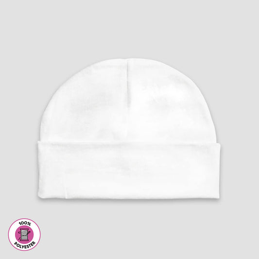 Baby Beanie Hats - 100% Polyester - White White 0-6M