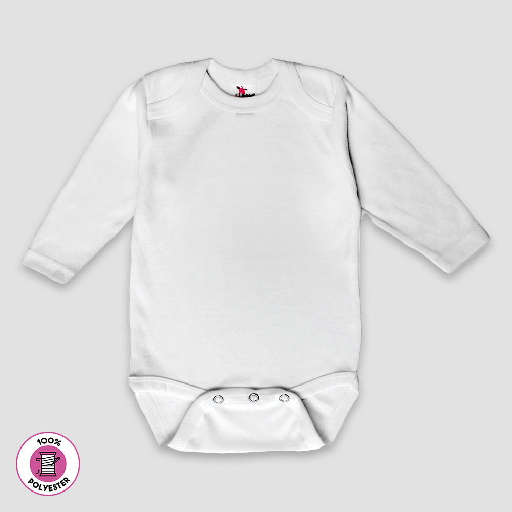 Baby Long Sleeve Onesies – 100% Polyester – White White 6-12M
