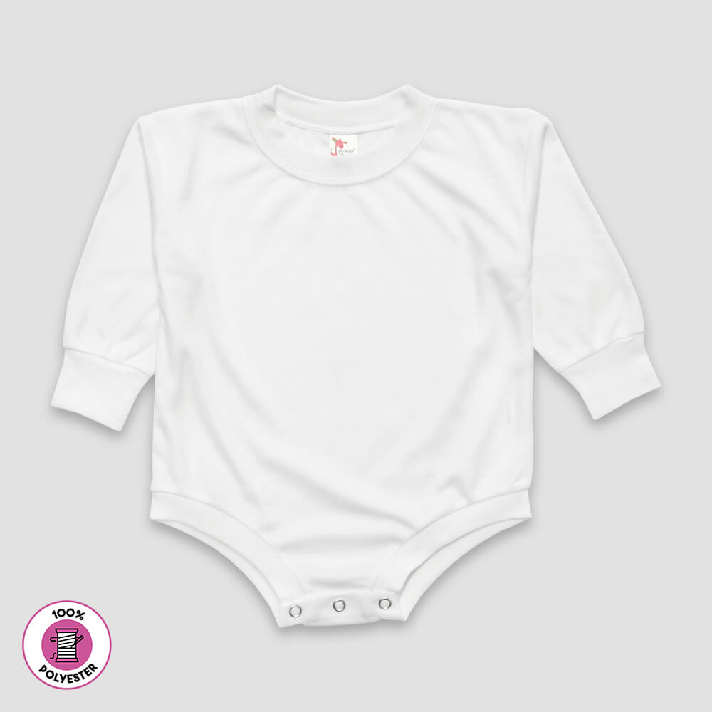 Baby Long Sleeve Bubble Romper for Sublimation – 100% Polyester White White 6-12M