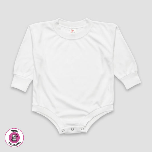 Baby Long Sleeve Bubble Romper for Sublimation – 100% Polyester White White 6-12M