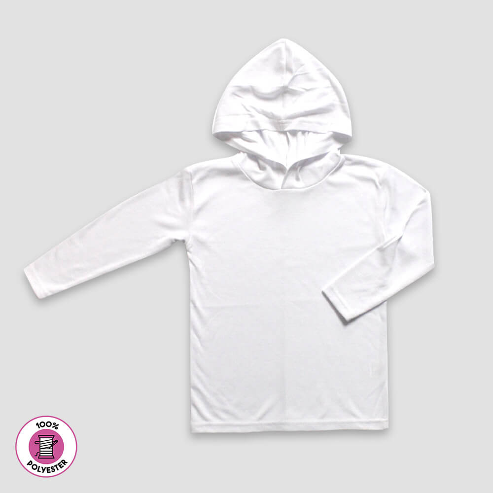 Baby Long Sleeve Pullover Hoodie Tee – White – 100% Polyester White 6-12M