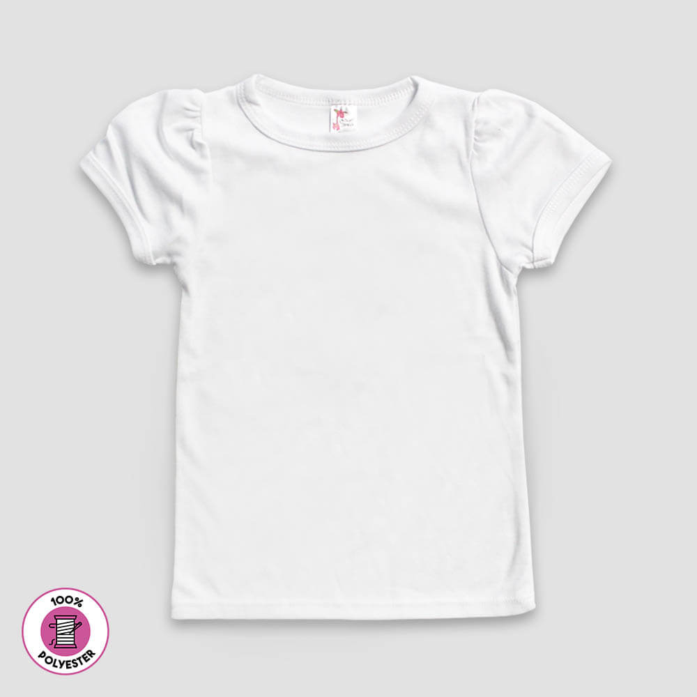 Youth Girls' Puff Sleeve T-shirts – White – 100% Polyester White XS