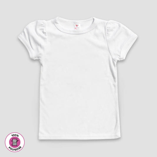 Youth Girls' Puff Sleeve T-shirts – White – 100% Polyester White XS