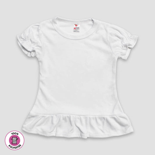 Youth Girls' Short Sleeve Ruffle T-Shirt – White – 100% Polyester White XS