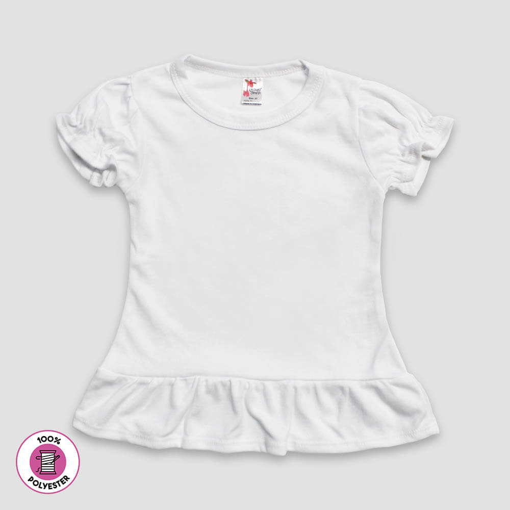 Toddler Girls' Short Sleeve Ruffle T-Shirt – White – 100% Polyester White 5T
