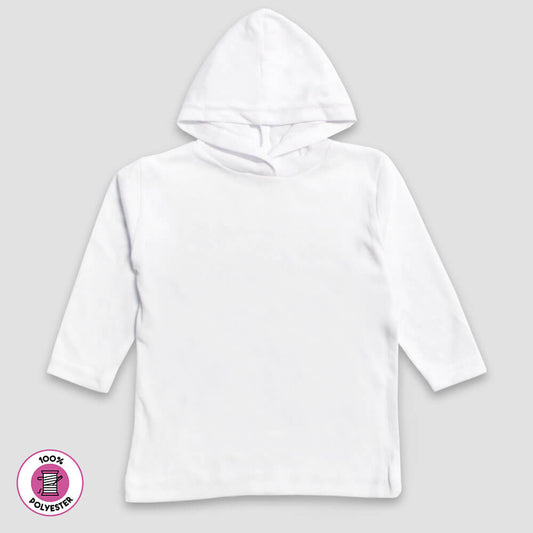 Youth Hoodie Long Sleeve T-Shirt – White – 100% Polyester White XS