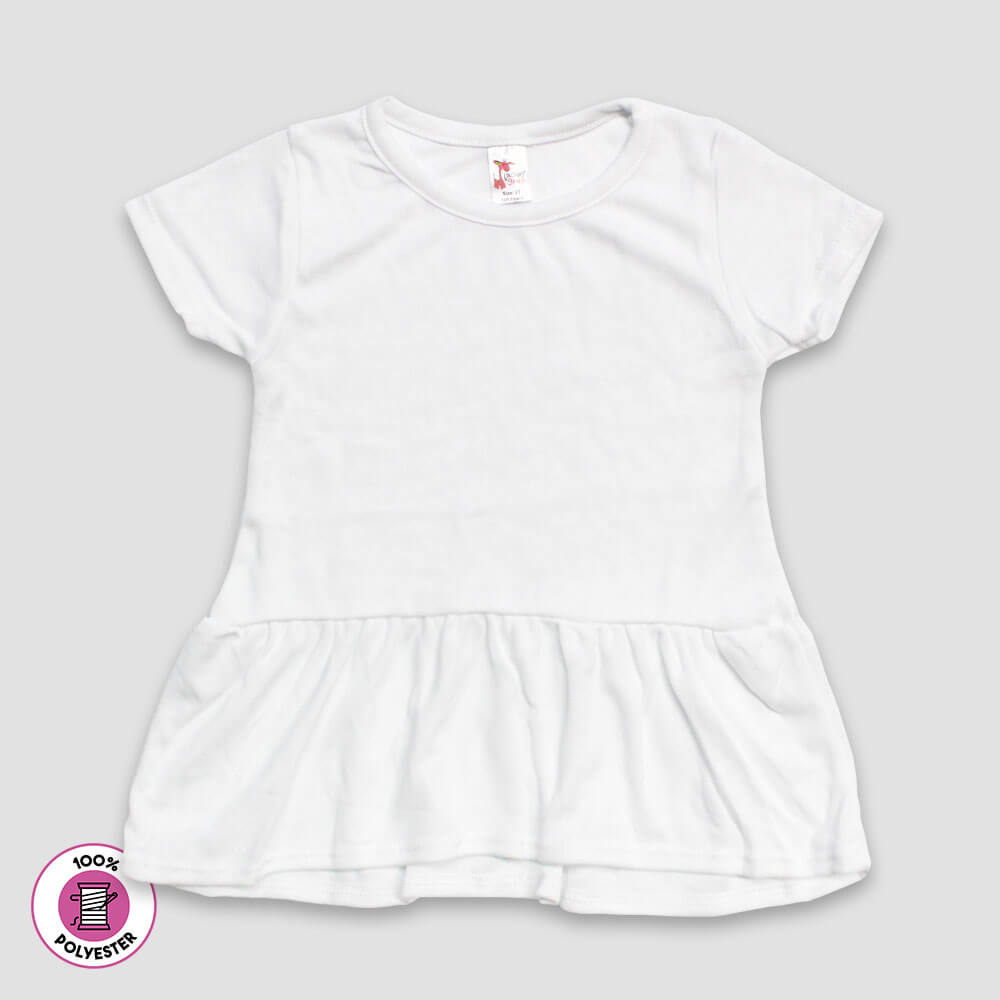 Toddler Girls' Short Sleeve Peplum Top – White – 100% Polyester White 5T
