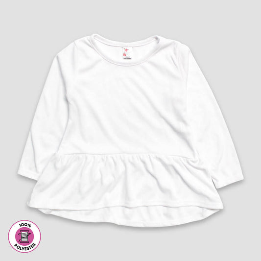 Toddler Girls' Long Sleeve Peplum Tops – White – 100% Polyester White 5T