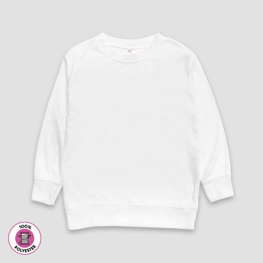 Youth Long Sleeve Pullover T-shirts – 100% Polyester White White XS