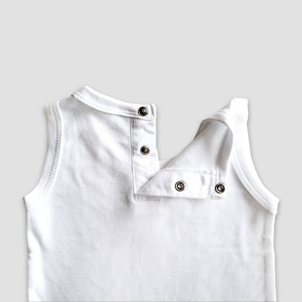 Baby Sleeveless Romper – 100% Polyester – White additional image 2