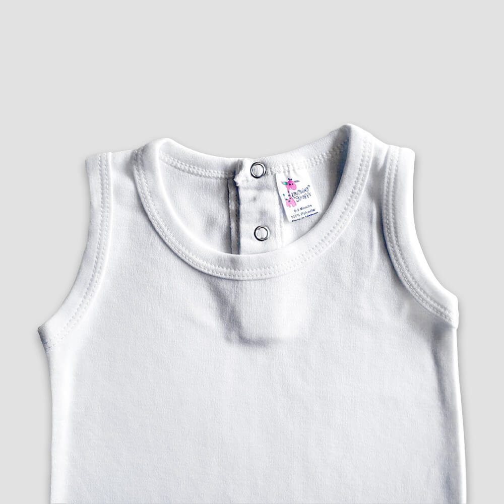 Baby Sleeveless Romper – 100% Polyester – White additional image 3