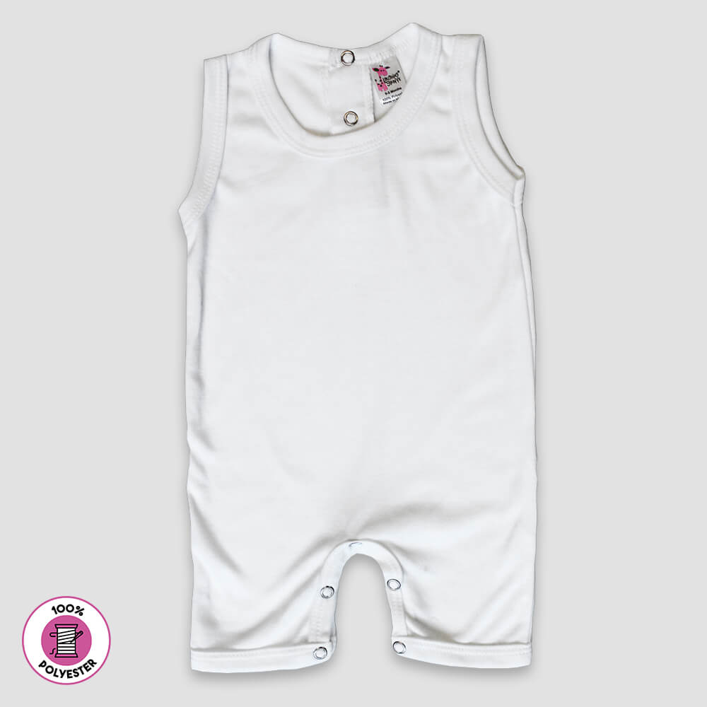 Baby Sleeveless Romper – 100% Polyester – White White 6-12M