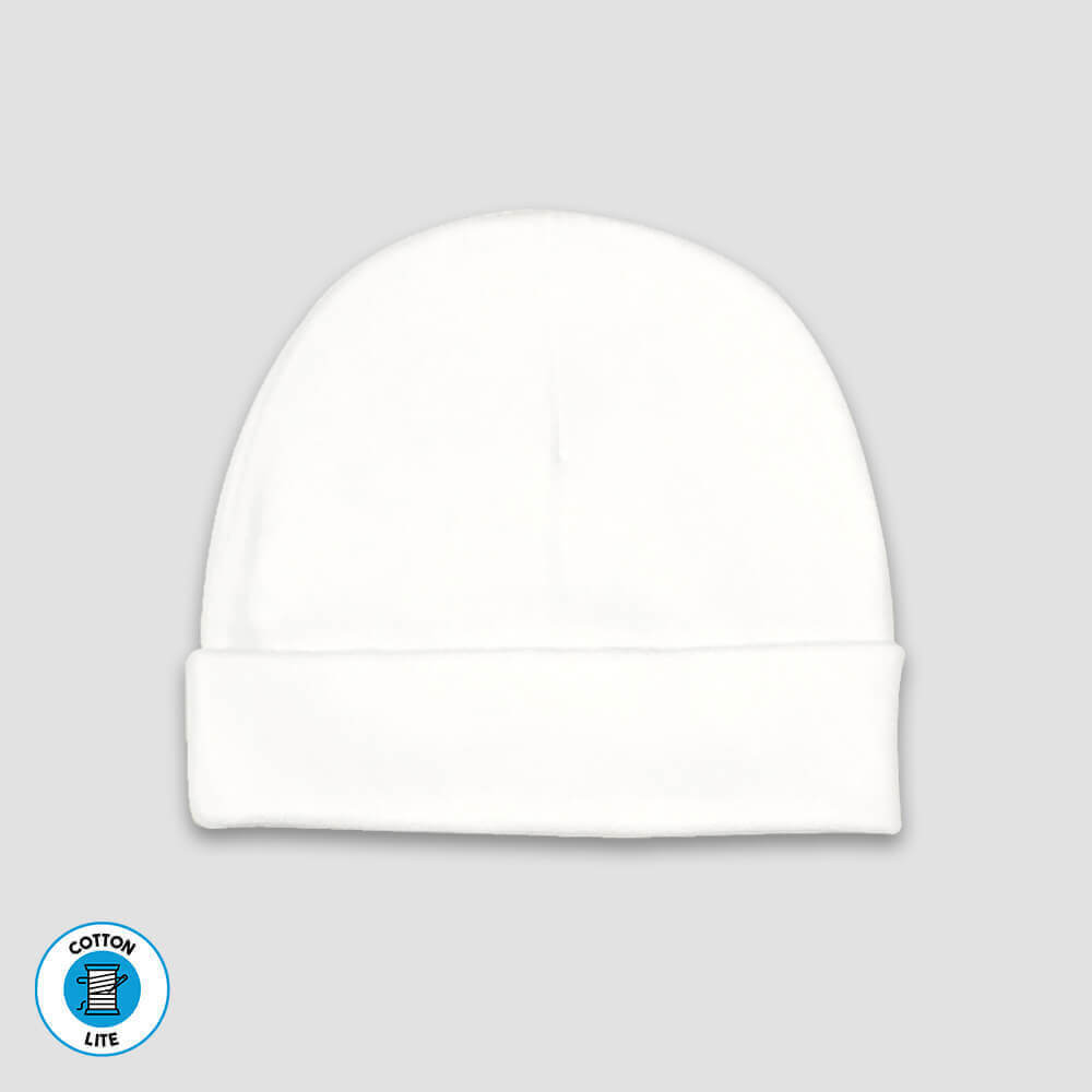 Baby Beanie Hats – White – 100% Cotton White 0-6M