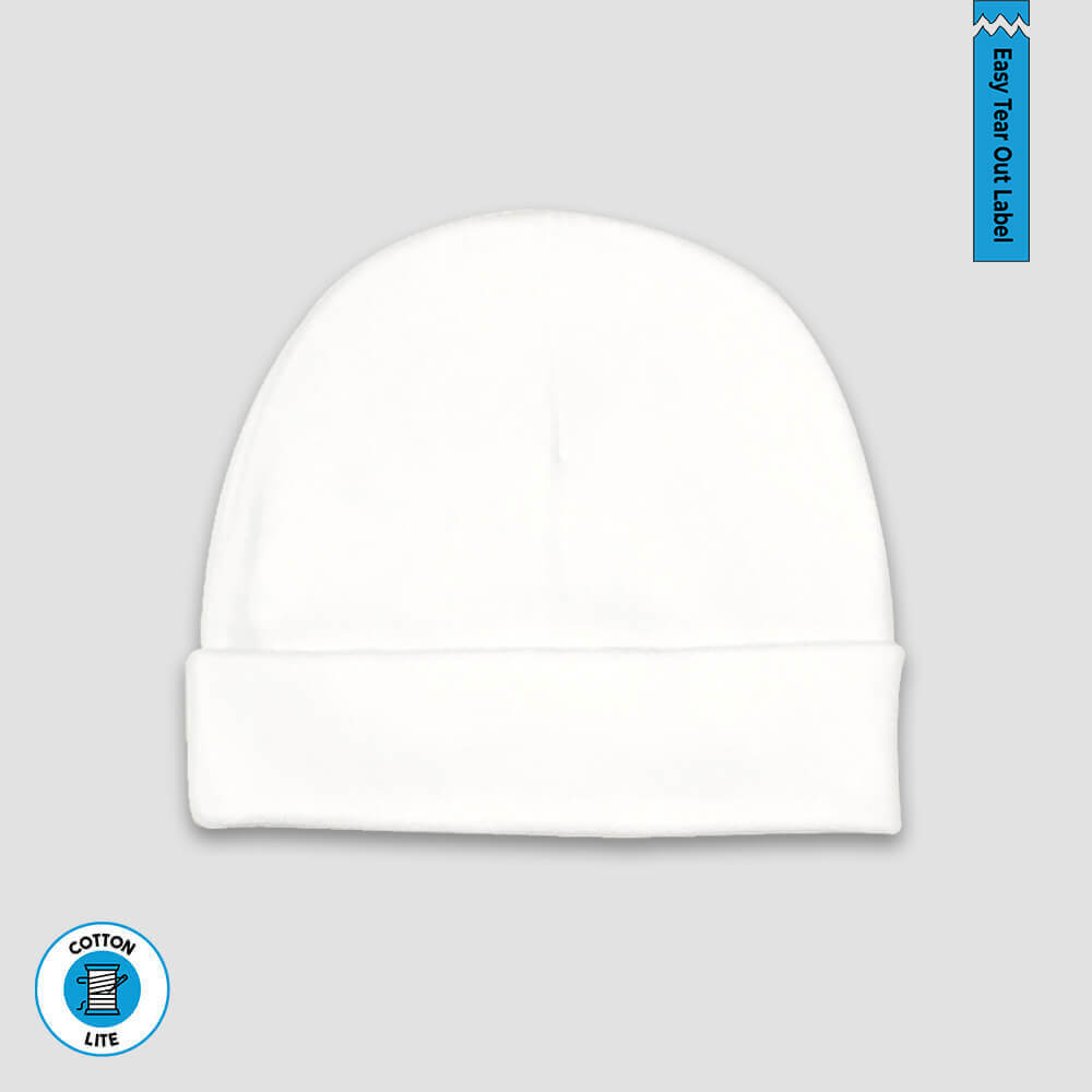 Baby Beanie Hats – White – 100% Cotton additional image 1
