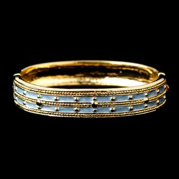 Light Blue Pastel Enamel Hinged Bracelet With Gold Studs 6102 25