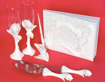 Lily Set - Guest Book/Pen, Server & Flutes