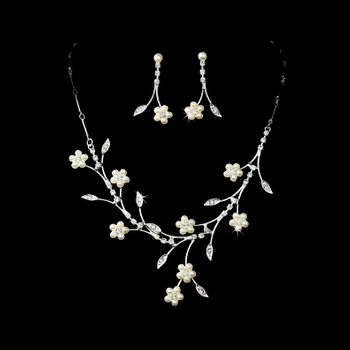 Glamour Pearl Necklace Set – Silver Ivory Edition #1407
