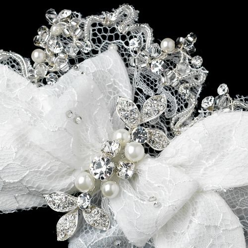 Pearl Rhinestone Bugle Bead Accent Flower Hair Clip 9642 61