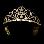 Gold tiara with crystals on a black background