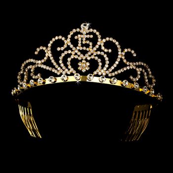 Radiant Gold Rhinestone Birthday Tiara Available In Sweet 15 Or 16 Silver 6031 35 1