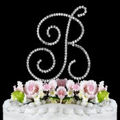 Renaissance Swarovski Crystal Wedding Cake Topper Silver Letter B 76