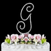 Renaissance Swarovski Crystal Wedding Cake Topper Silver Letter G 69