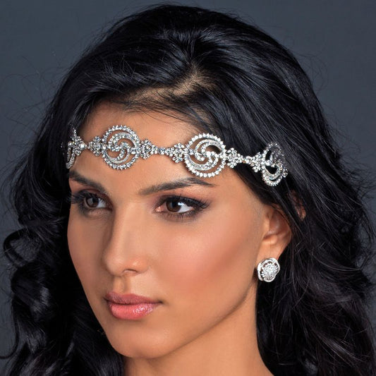 Rhodium Clear Rhinestone Modern Headband 73