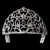 Royal Sweet 15 Quincea Era Silver Headpiece Covered In Clear Pink Rhinestones 251 53 4Ce797D1 E237 4C1B 96F6 7D26Ca2118Bf