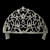 Royal Sweet 15 Quincea Era Silver Headpiece Covered In Clear Rhinestones 251 33