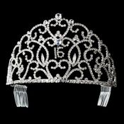 Royal Sweet 16 Silver Headpiece Covered In Clear Rhinestones 251 37
