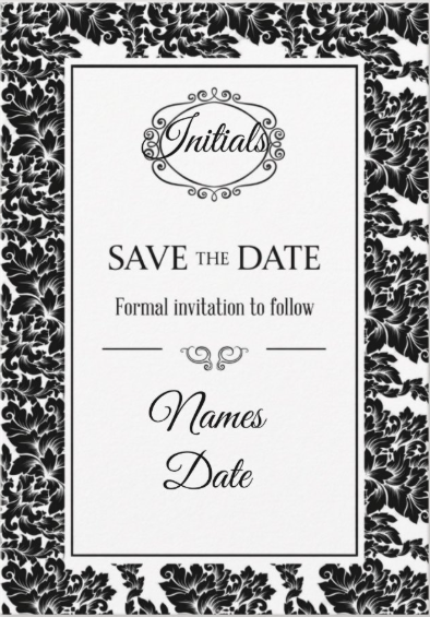 Elegant Black & White Damask Save the Date Invitations