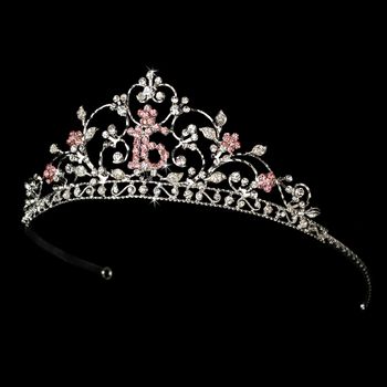 Shimmering Sweet 16 Pink Rhinestone Tiara In Silver 466 33