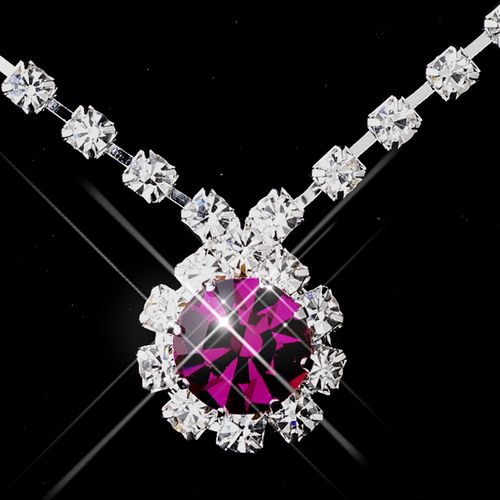 Silver Ab Clear Round Rhinestone Necklace 0511 60