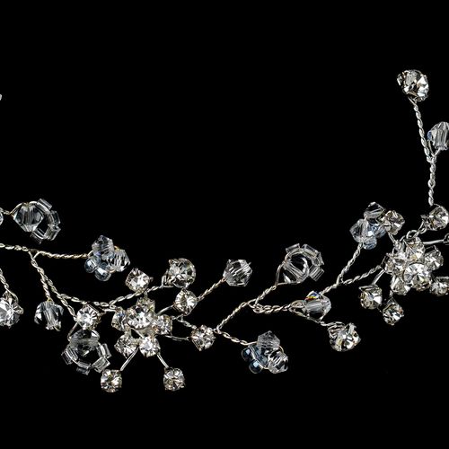 Silver Clear Rhinestone Floral Vine Hair Headpiece 6309 46