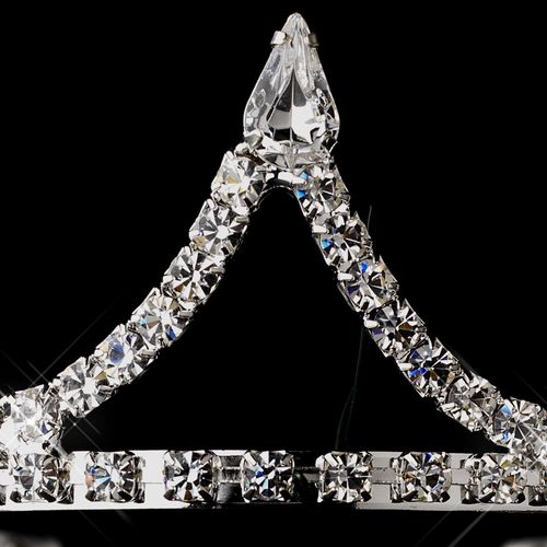Silver Clear Rhinestone Inverted Teardrop Tiara Headpiece 1018 27