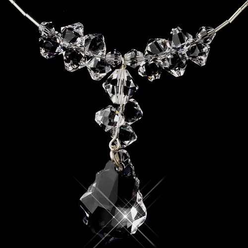 Silver Clear Swarovski Crystal Bead Necklace Earrings Jewelry Set 6710 39