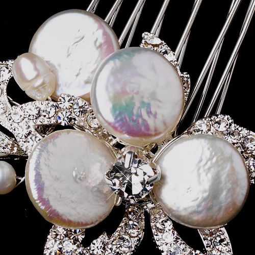 Silver Keshi Pearl Hair Comb 912 27