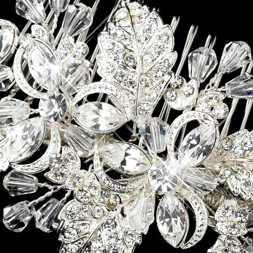 Silver Plated Floral Bridal Comb 8111 135
