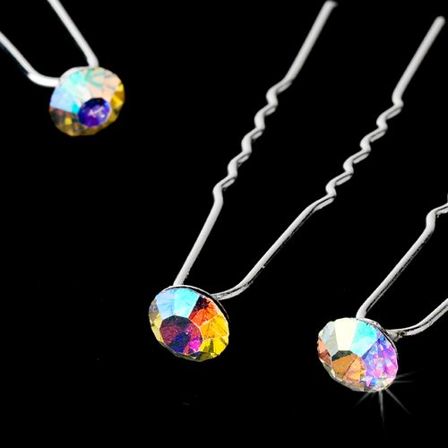 Silver With Ab Stones Hair Accents Hair Pin 7 Set Of 12 42