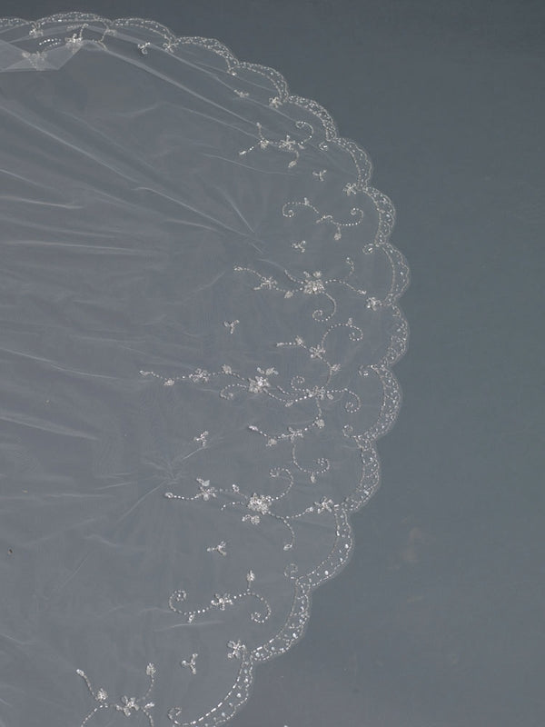 Ethereal Lace Tulle Veil – Champagne Edition #0259