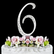 Sparkle Swarovski Crystal Wedding Cake Topper Silver Number 6 69