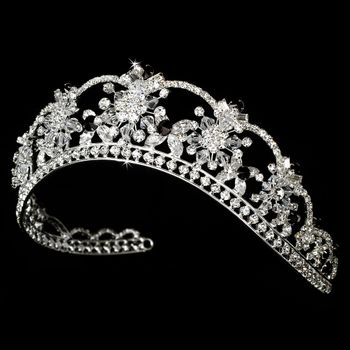 Sparkling Rhinestone Swarovski Crystal Covered Tiara With Black Accents In Silver 523 34
