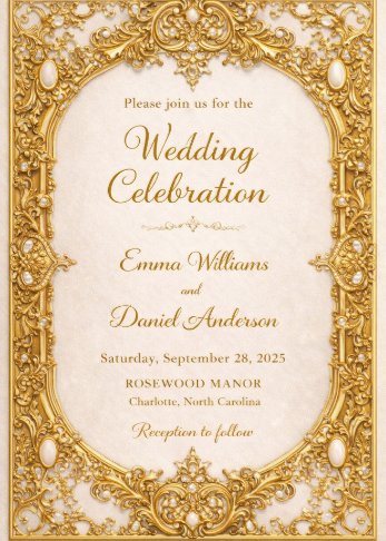 Luxury Wedding Invitation With Gold