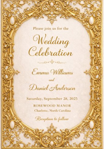 Luxury Wedding Invitation With Gold