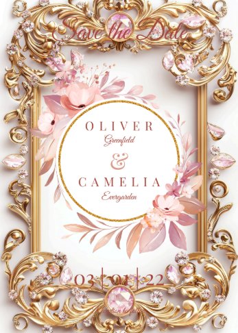 Luxurious Pink and Gold Ornate Wedding Invitations
