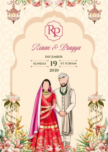 Beige and Pink Indian Traditional Wedding Invitations