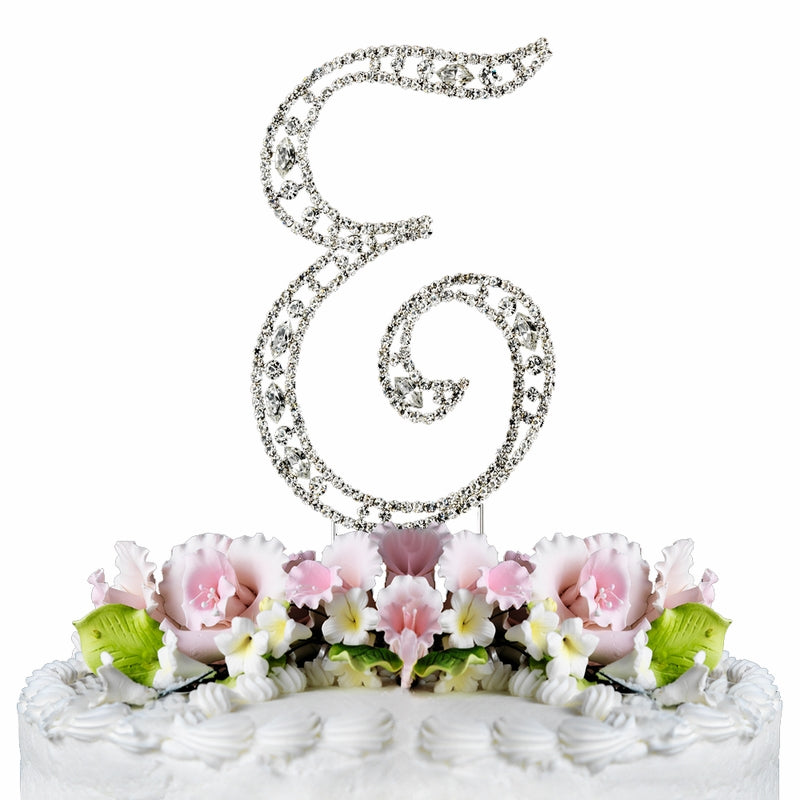Vintage Swarovski Crystal Wedding Cake Topper Letter E 71