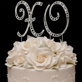 Vintage Swarovski Crystal Xo Hugs Kisses Wedding Anniversary Cake Top 39